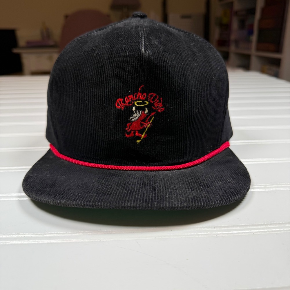 Vtg 80s Cali-Fame Corduroy Hat Rancho Viejo El Diablo Golf Rope Cap Made in USA⁠